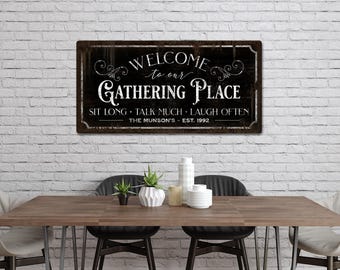 The Gathering Place Kitchen Decor, Gather Kitchen Sign, Home Decor, Housewarming Gift, Kitchen Wall Decor, Dining Room Wall Art, Family Sign