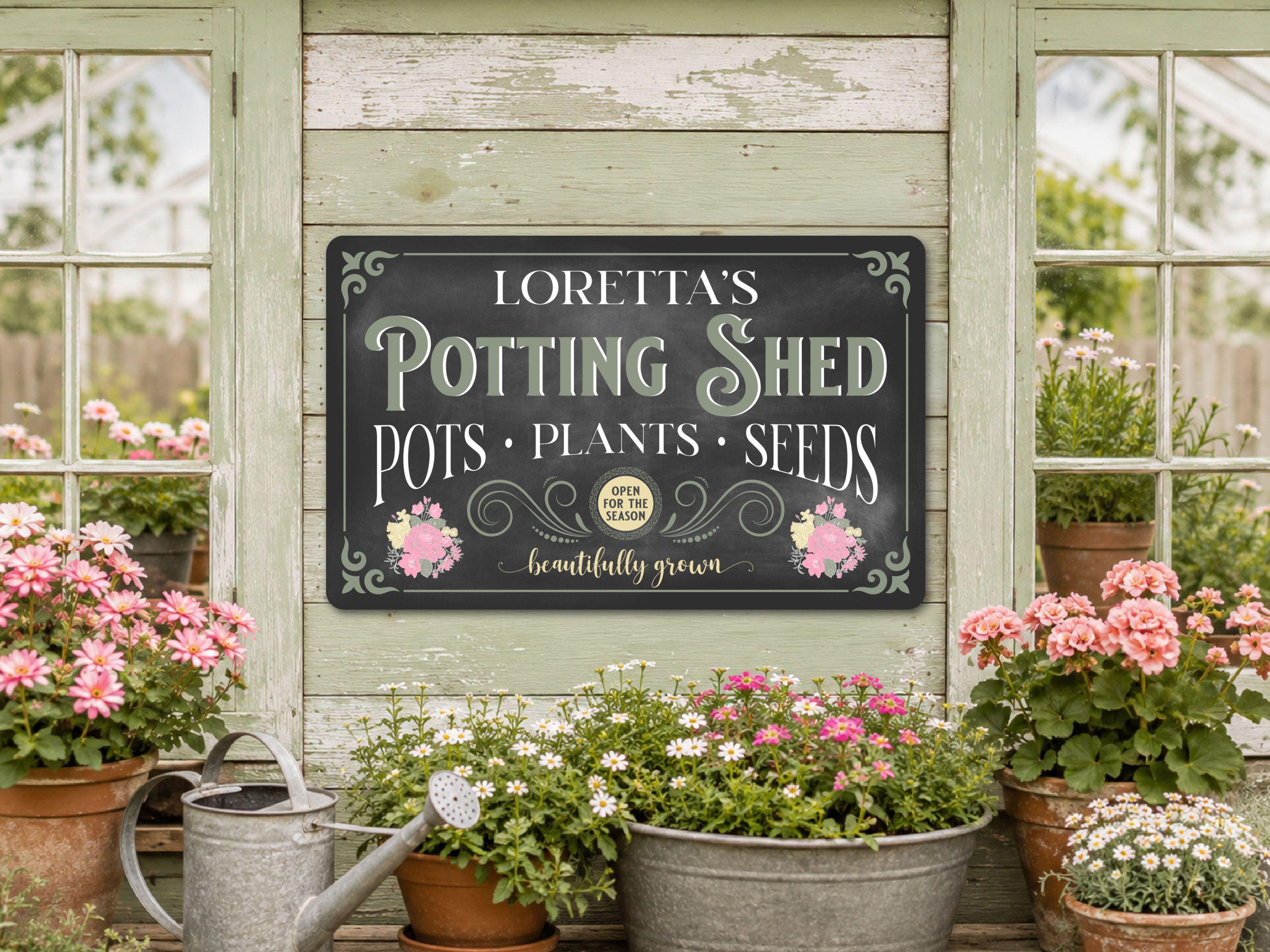 Personalized Potting Shed Sign, Outdoor Metal Garden Sign, Greenhouse Decor, Garden Decor, Personalized Garden Sign, Garden Gifts
