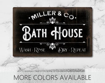 Personalized Bathroom Sign, Bath House Sign, Bath Sign, Bathroom Decor, Bathroom Wall Decor, Home Decor, Custom Metal Sign, Rustic Sign
