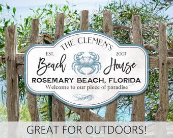 Personalized Beach House Sign, Beach House Decor, Custom Beach House Sign, Beach Wall Decor, Family Name sign, Nautical Decor, Wall Art