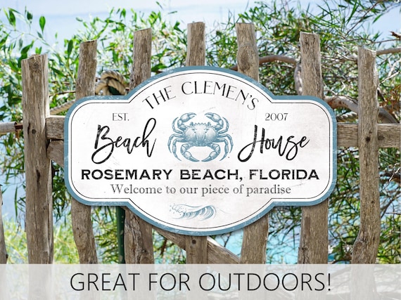 Personalized Beach House Sign, Beach House Decor, Custom Beach House Sign, Beach Wall Decor, Family Name sign, Nautical Decor, Wall Art