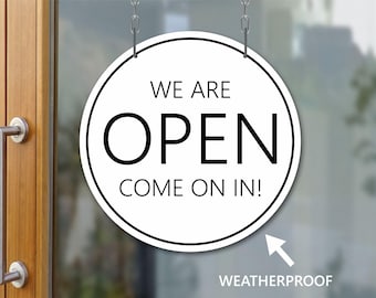 Open Closed Sign, Round Open Sign, Storefront Sign, Business Sign, Door Sign, Office Sign, Window Sign, Round Metal Sign, Outdoor Sign