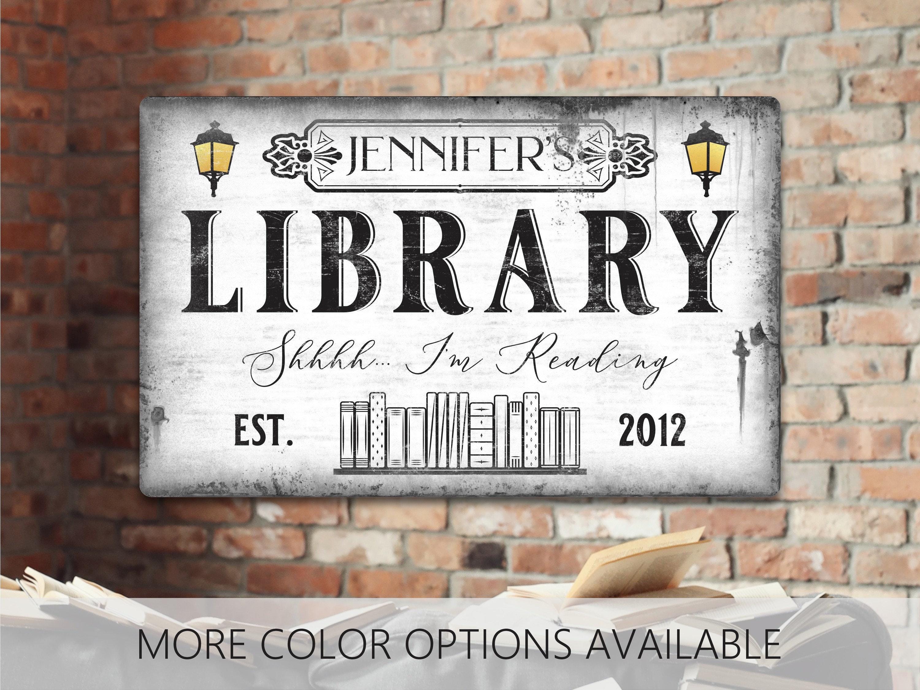 Library Reception Desk Signs Library Sign, Library Decor, Vintage, Reading Corner, Classroom Decor ...