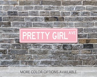 Pretty Girl Avenue, Custom Metal Street Sign, Gift for Her, Dorm Room Decor, Girls Wall Art, Bedroom Decor, Teen Girl Gift, Custom Name Sign