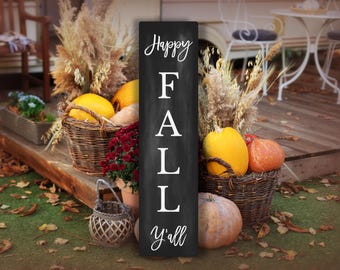 Happy Fall Yall Sign, Fall Decor, Fall Porch Sign, Fall Porch Decor, Porch Signs, Welcome Porch Sign, Front Porch Sign, Outdoor Metal Sign