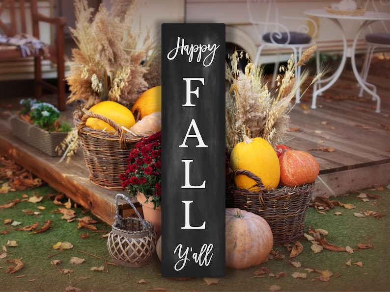 Happy Fall Yall Sign, Fall Decor, Fall Porch Sign, Fall Porch Decor, Porch Signs, Welcome Porch Sign, Front Porch Sign, Outdoor Metal Sign image 1