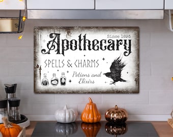 Apothecary Sign, Halloween Sign, Halloween Decor, Spooky Decor, Witchy Decor, Kitchen Wall Art, Spooky Season, Witchy Wall Art, Metal Sign