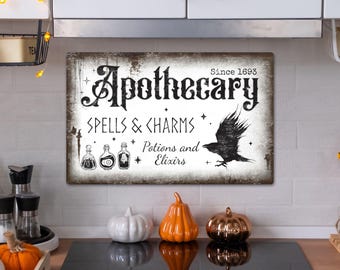 Apothecary Sign, Halloween Sign, Halloween Decor, Spooky Decor, Witchy Decor, Kitchen Wall Art, Spooky Season, Witchy Wall Art, Metal Sign