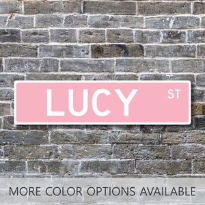 Lucy, Lucy Sign, Lucy Gift, Custom Street Sign, Gift for Her, Dorm Room Decor, Girls Wall Art, Bedroom Decor, Metal Sign, Name Sign, Metal