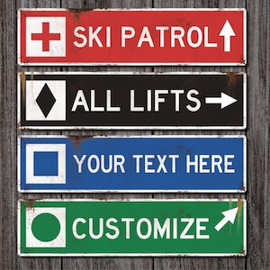 Custom Ski Trail Sign, Personalized Ski Sign, Ski Patrol Sign, Apres Ski, Ski Decor, Ski Trail Signs, Ski Run Sign, Custom Metal Sign, Ski 画像 2