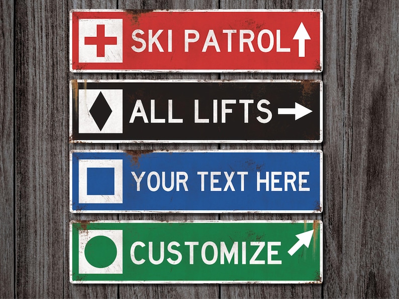 Custom Ski Trail Sign, Personalized Ski Sign, Ski Patrol Sign, Apres Ski, Ski Decor, Ski Trail Signs, Ski Run Sign, Custom Metal Sign, Ski 画像 2