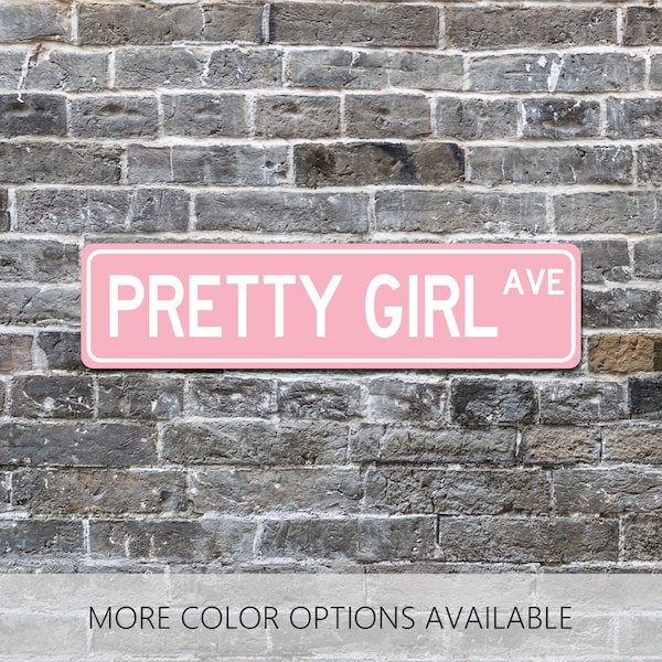 Pretty Girl Avenue, Custom Metal Street Sign, Gift for Her, Dorm Room Decor, Girls Wall Art, Bedroom Decor, Teen Girl Gift, Custom Name Sign