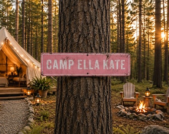 Personalized Camp Sign, Camper Sign, Cabin Decor, She Shed Sign, Gift for Him, Rv Decor, Man Cave Decor, Outdoor Rustic Metal Sign