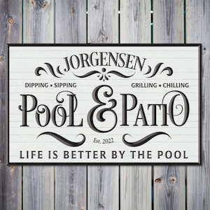 Personalized Pool and Patio Sign, Patio Decor, Personalized Sign, Backyard Grill Sign, Outdoor sign, Family name sign, Pool Sign, Metal Sign image 2