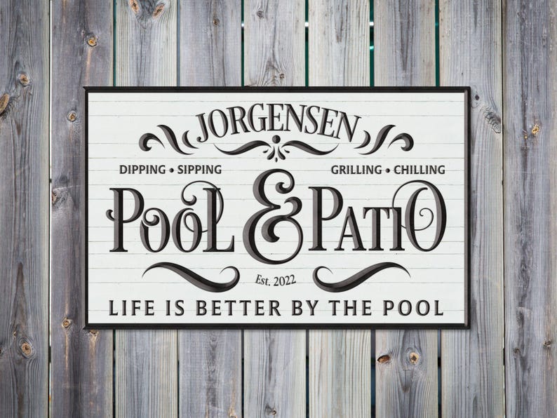 Personalized Pool and Patio Sign, Patio Decor, Personalized Sign, Backyard Grill Sign, Outdoor sign, Family name sign, Pool Sign, Metal Sign image 2