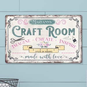 Custom Metal Craft Room Decor, Quilt Room, Personalized Sign, Custom Name Sign, Sewing Room, Wall Decor, Name Sign, Gifts for Grandma image 1