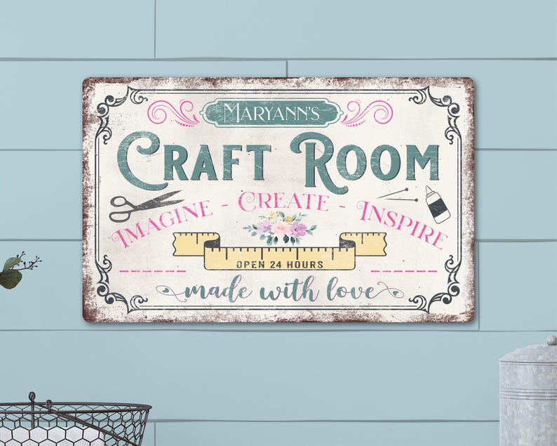 Custom Metal Craft Room Decor, Quilt Room, Personalized Sign, Custom Name Sign, Sewing Room, Wall Decor, Name Sign, Gifts for Grandma image 1