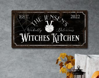 Personalized Witches Kitchen Sign, Custom Witches Sign, Halloween Decor, Halloween Sign, Haunted Kitchen Decor, Witches Decor, Wall Decor