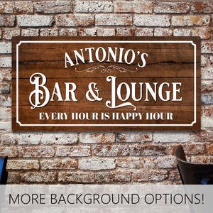 Custom Bar Sign, Bar and Lounge Sign, Home Bar, Basement Bar, Man Cave Decor, Bar Sign Wedding, Family Name Sign, Gift for Him, Metal Sign
