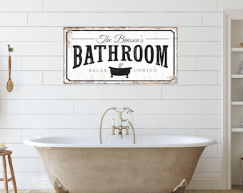 Personalized Bathroom Sign, Rustic Bathroom Wall Art, Bathroom Wall Decor, Farmhouse Decor