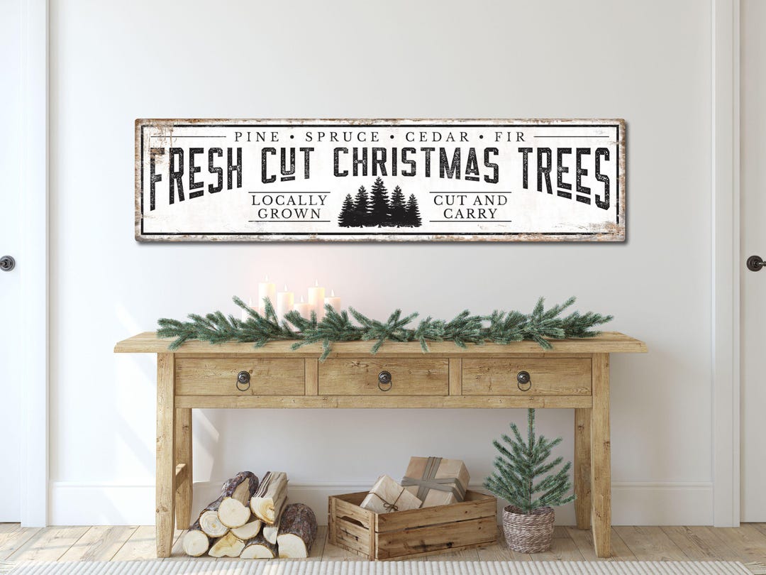 Rustic Tree Signs Rustic Fresh Cut Christmas Tree Sign, Christmas Sign, Christmas Porch ...