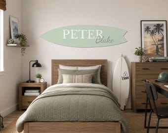 Custom Surfboard Name Sign, Beachy Themed Kids Room, Surfboard Metal Wall Art, Nursery Name Sign, Nursery Decor