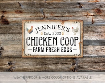Gallinero personalizado, letrero de granja personalizado, decoración de gallinas, granja de gallinas, regalo personalizado, decoración de jardín, regalo para amantes de las gallinas, letrero para exteriores