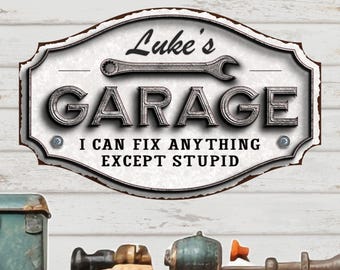 Custom Garage Sign, Dads Garage Sign, Personalized Gift for Dad, Fathers Day Gift, Metal Garage Signs, Gifts for Him, Mancave Sign, Wall Art