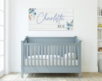 Personalized Nursery Name Sign, Nursery Decor, Nursery Art, Nursery Wall Decor, Baby Girl Nursery, Newborn Name Sign, Baby Sign, Metal Sign