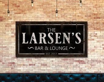 Personalized Bar Sign, Bar and Lounge Sign, Custom Bar Sign, Man Cave Decor, Bar Sign Wedding, Home Bar, Family Name Sign, Gift for Him