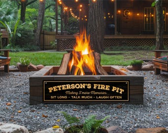 Personalized Fire Pit Sign, Outdoor Sign, Backyard Bonfire, Patio Decor, Porch Decor, Personalized Gift, Custom Metal Sign, Family Name Sign