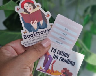 booktrovert Vinyl sticker book lover's routine kindle nook kobo e-reader laptop stickers handmade matte water resistant stickers