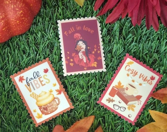 Vinyl Fall autumn sticker kindle nook kobo e-reader laptop stickers handmade matte water resistant stickers fall vibe cozy vibe fall in love