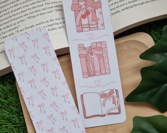 Books and Bows Bookmarks bookish must have matte laminate bookmarks gift for any readers cute pink bookmarks as a gift for readers