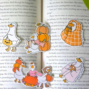 Leuke gans/eend sticker, gezellige herfststicker, pompoen/koffiesticker, kawaii sticker voor beker, waterfles, laptop en telefoon
