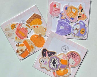 Mini Halloween Sticker Set, Cute Ghost Stickers, Halloween Cookie Stickers, Cozy Fall Stickers, Cute Autumn Sticker Pack