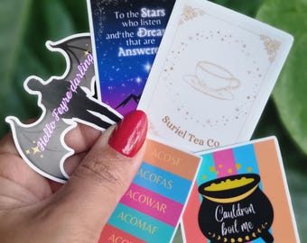 Vinyl Acotar inspired stickers Bookish Stickers kindle girlie book girlie Rhysand sticker Suriel Tea Co to the stars who listen