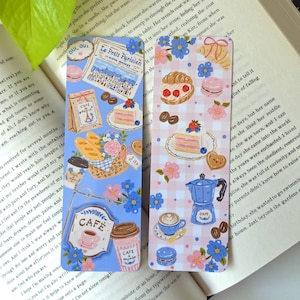 Marcapáginas de doble cara hecho a mano / Diseño inspirado en cafeterías Regalo para amantes del café, lectores y amantes de los libros