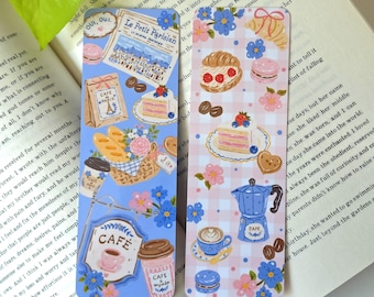 Handmade Double Sided Bookmark | Café Inspired Design Coffee Shop Book Lover Gift for coffee lovers readers and book lovers