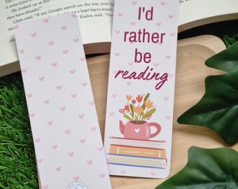 I'd rather be reading Handmade Bookmarks bookish must have laminated bookmarks matte bookmark with books gift for any readers