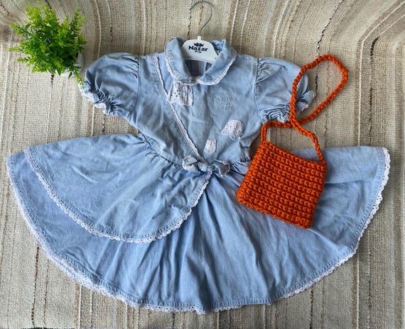 white christmas dresses Alina Denim Embroidered Short Dress main image 0