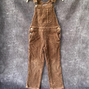 Vintage 90s Corduroy Overalls: Brown Velvet Pocket Dungarees, Boys Size 5