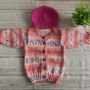 Vintage 90s Kids Knitted Cardigan: Multicolor Stripe, Crochet Gift Bag