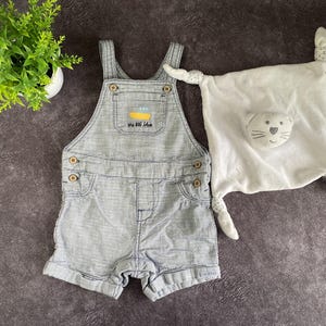 Vintage Baby Overalls: Embroidered Corduroy Dungarees with Toy (0-3 Months