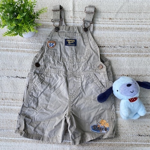 Vintage Baby Overalls: Corduroy Dungarees with Patches & Embroidery, 12 Months + Dog Toy