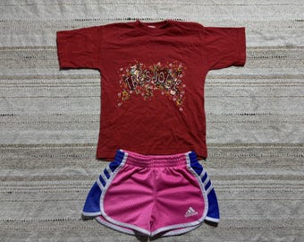 Conjunto deportivo infantil vintage de los 90: shorts y camiseta para niñas de 3 años