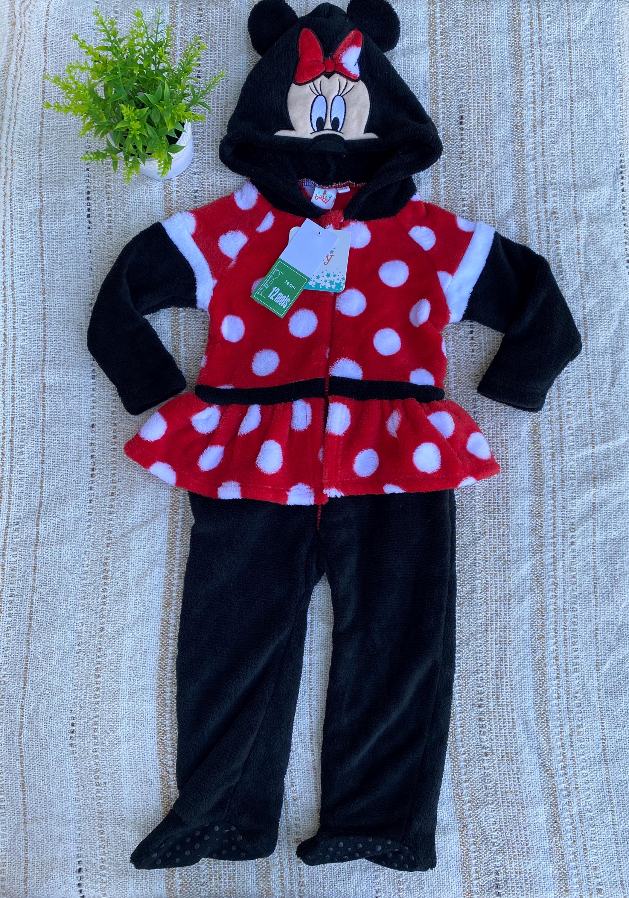 Vintage 90s Kids Overalls: Minnie Mouse Polka Dot Print, Girls 12