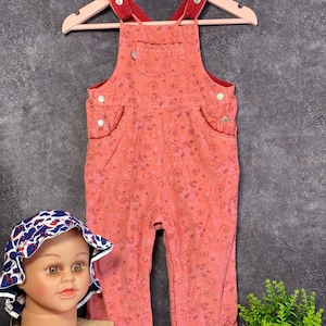 Vintage Velvet Corduroy Overalls: 90s Kids Dungarees (18-24 Months)