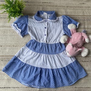 Robe en coton à imprimé floral vintage des années 90 : filles taille 4, jouet cadeau inclus