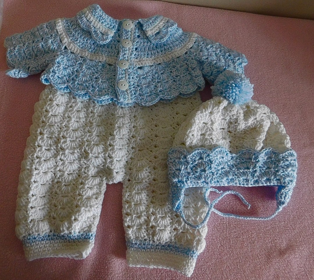 Crochet Baby Romper, Jacket and Hat, Handmade Baby Boy Romper, Baby ...